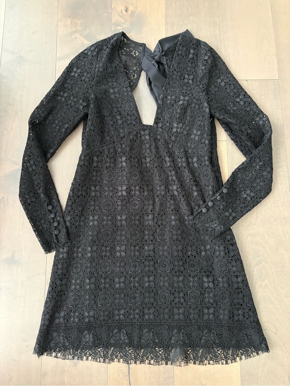 Free People Honey Honey Mini Dress Black Crochet Lace Sz 0